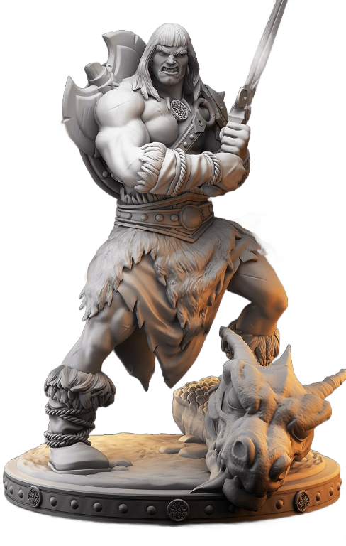 Barbarian Warrior with Dragon Trophy Miniature