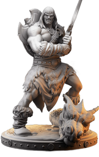Barbarian Warrior with Dragon Trophy Miniature
