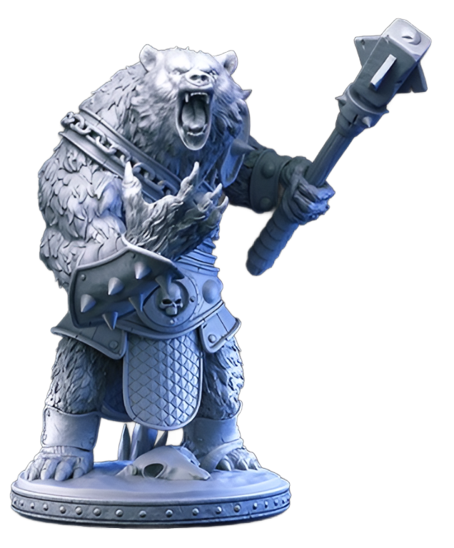 Armored Bear Warrior Miniature - Ferocious Berserker