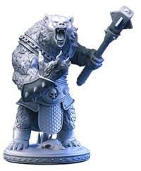 Armored Bear Warrior Miniature - Ferocious Berserker
