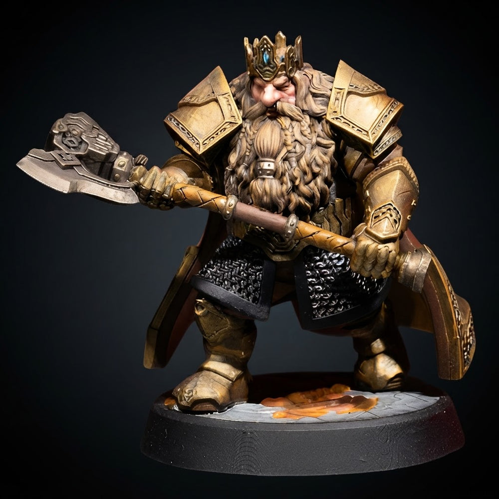 Dwarf King in Golden Plate Armor Miniature